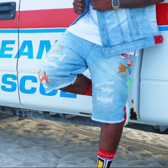 Blac Leaf Tropical Enjoy Life Jean Shorts - 38 - New! - Picture 4 of 5
